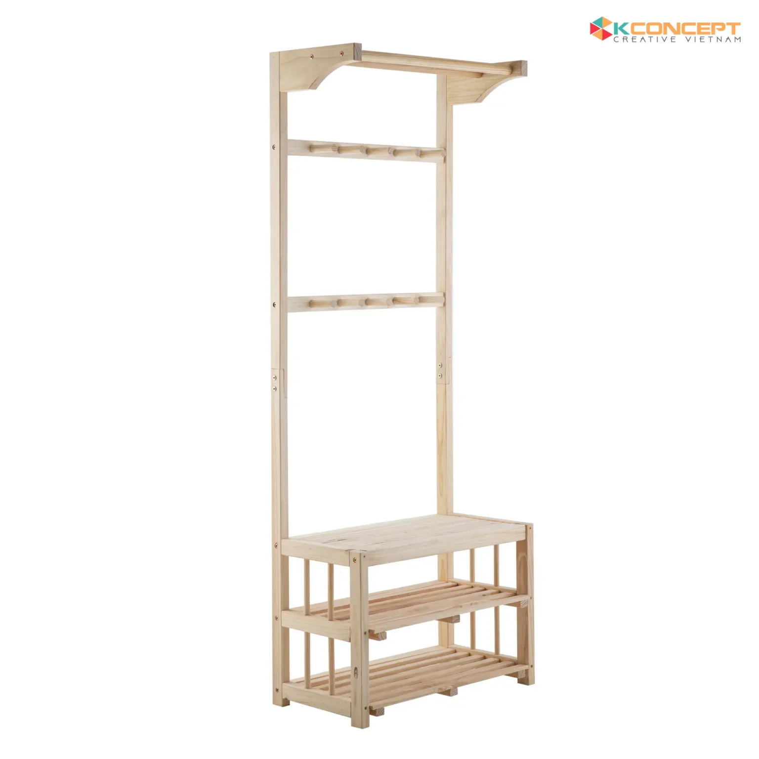 Chụp Ảnh Sản Phẩm Nền Trắng – Packshot – Kệ Gỗ Thông Việt Decor