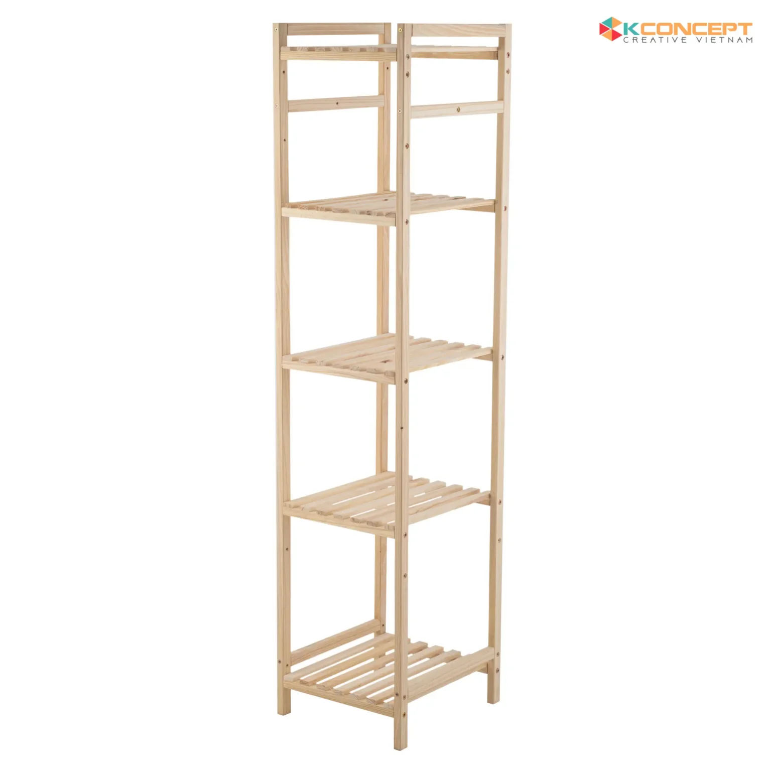 Chụp Ảnh Sản Phẩm Nền Trắng – Packshot – Kệ Gỗ Thông Việt Decor